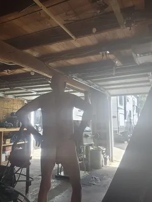 Naked in the garage