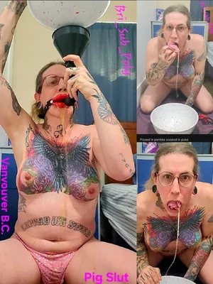 Cum and piss soaked panties in goth pigs mouth